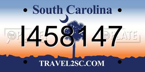 I458147 South Carolina License Plate