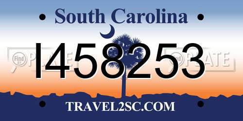 I458253 South Carolina License Plate