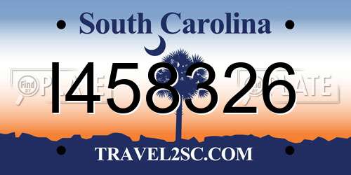 I458326 South Carolina License Plate