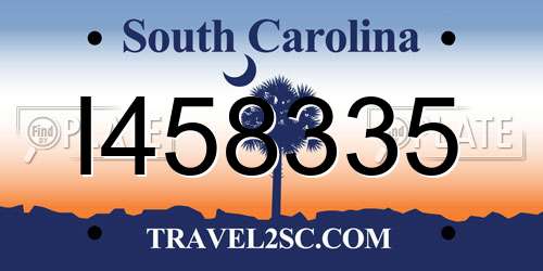 I458335 South Carolina License Plate