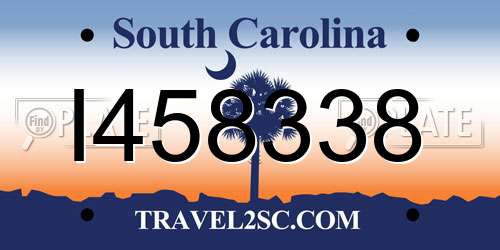 I458338 South Carolina License Plate