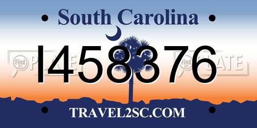 I458376 South Carolina License Plate