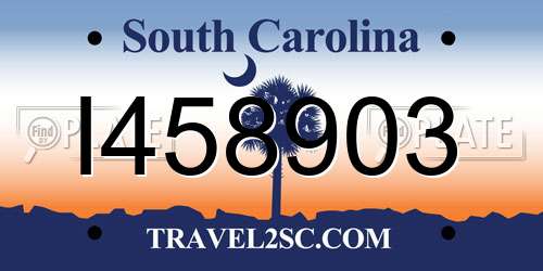 I458903 South Carolina License Plate