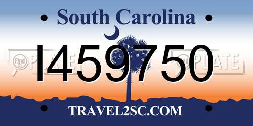 I459750 South Carolina License Plate