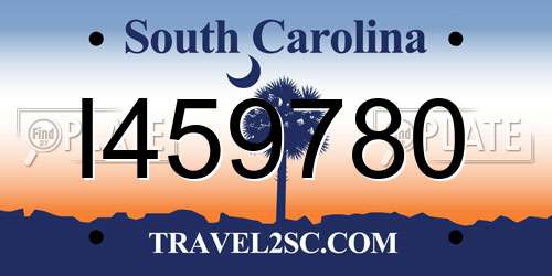 I459780 South Carolina License Plate