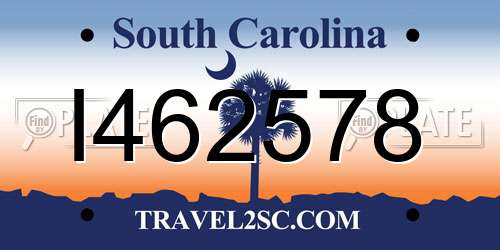I462578 South Carolina License Plate