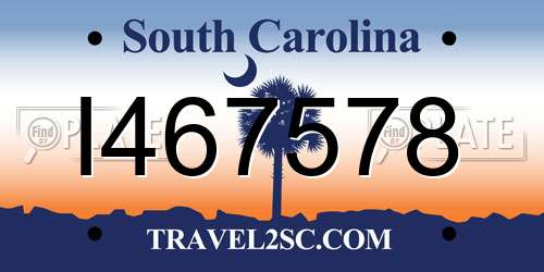 I467578 South Carolina License Plate