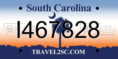 I467828 South Carolina License Plate