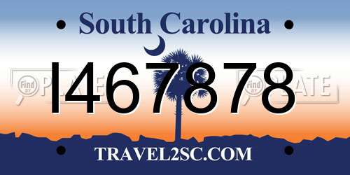 I467878 South Carolina License Plate