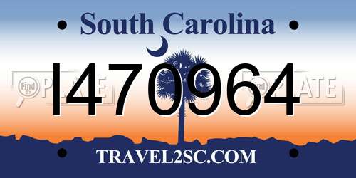 I470964 South Carolina License Plate