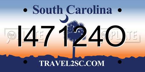 I47124O South Carolina License Plate