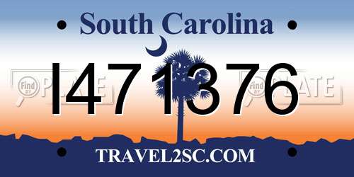 I471376 South Carolina License Plate