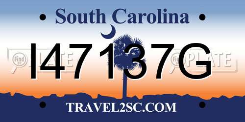 I47137G South Carolina License Plate
