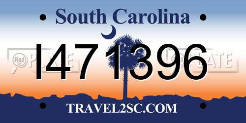 I471396 South Carolina License Plate