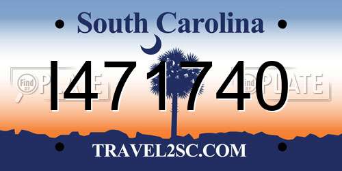 I471740 South Carolina License Plate