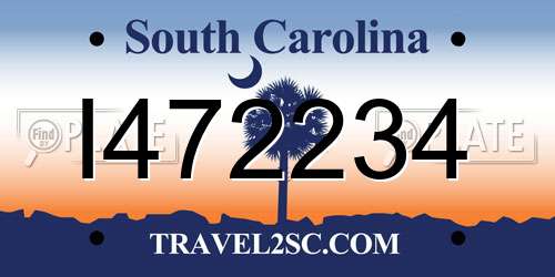 I472234 South Carolina License Plate