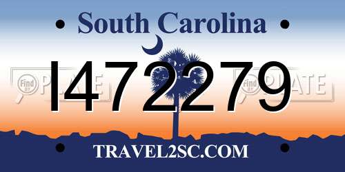 I472279 South Carolina License Plate