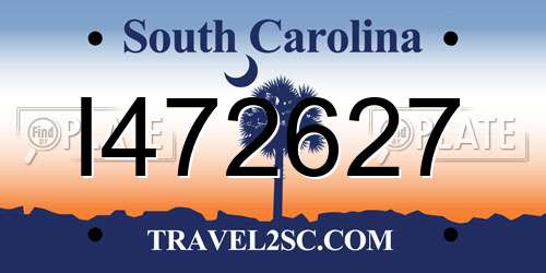 I472627 South Carolina License Plate