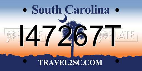 I47267T South Carolina License Plate