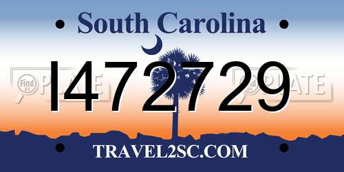 I472729 South Carolina License Plate