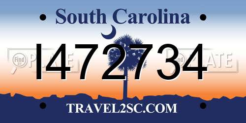 I472734 South Carolina License Plate