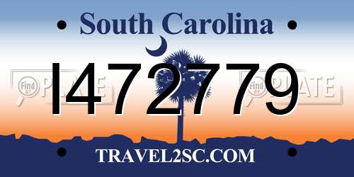 I472779 South Carolina License Plate