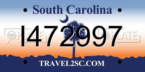 I472997 South Carolina License Plate