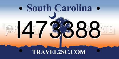 I473388 South Carolina License Plate
