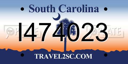 I474023 South Carolina License Plate