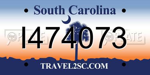 I474073 South Carolina License Plate