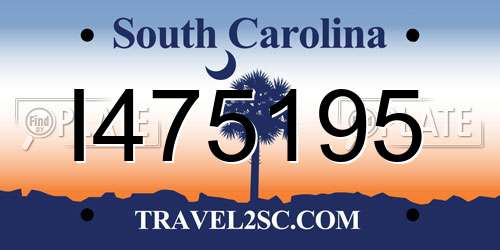 I475195 South Carolina License Plate