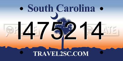 I475214 South Carolina License Plate