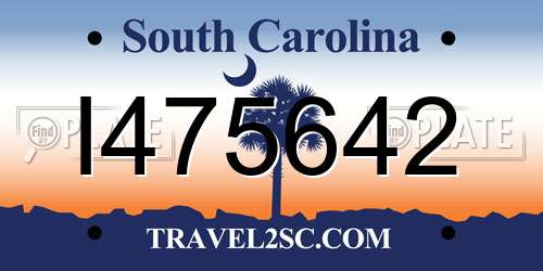 I475642 South Carolina License Plate