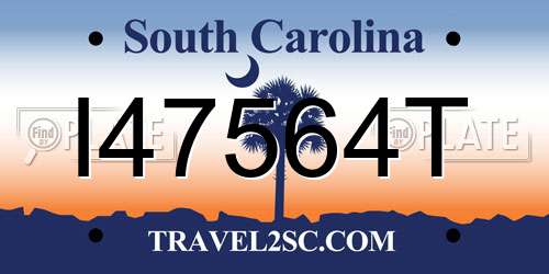 I47564T South Carolina License Plate