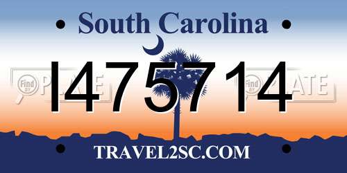 I475714 South Carolina License Plate