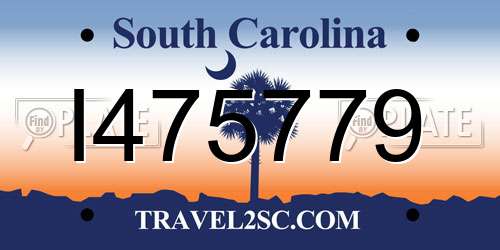 I475779 South Carolina License Plate