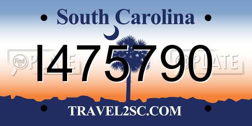 I475790 South Carolina License Plate
