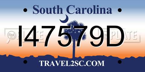 I47579D South Carolina License Plate