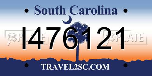 I476121 South Carolina License Plate