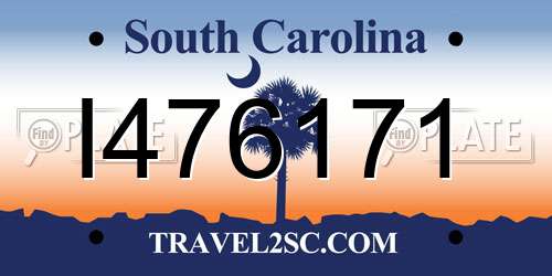 I476171 South Carolina License Plate