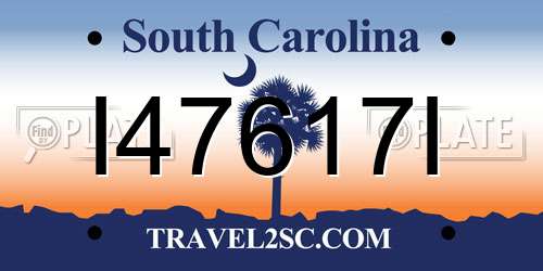 I47617I South Carolina License Plate