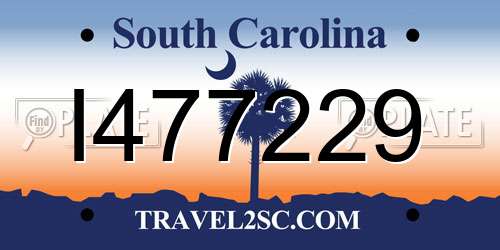 I477229 South Carolina License Plate