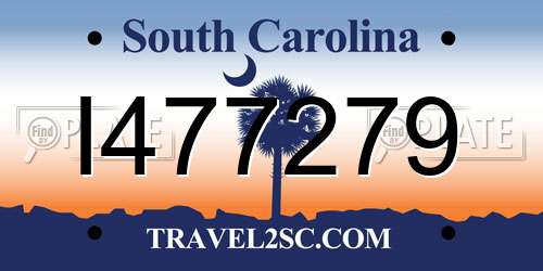 I477279 South Carolina License Plate
