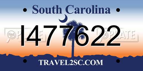 I477622 South Carolina License Plate