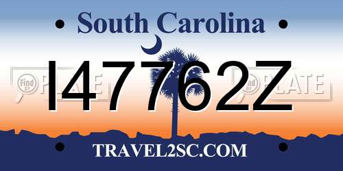 I47762Z South Carolina License Plate
