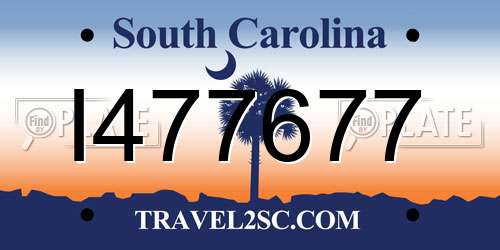 I477677 South Carolina License Plate