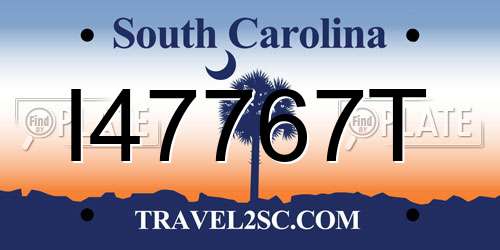 I47767T South Carolina License Plate