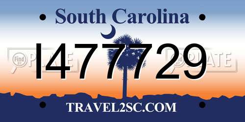 I477729 South Carolina License Plate