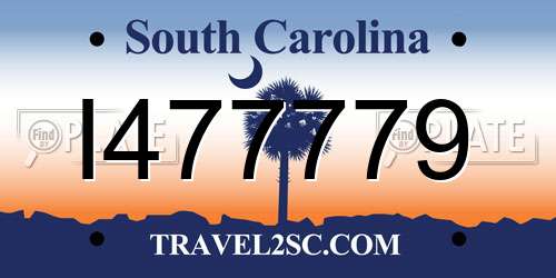 I477779 South Carolina License Plate