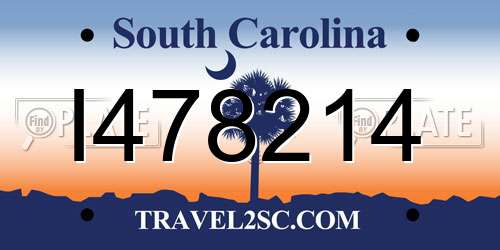 I478214 South Carolina License Plate